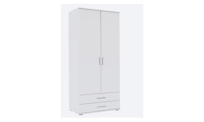 MENTON - Armoire 2 portes 2 tiroirs Blanc 