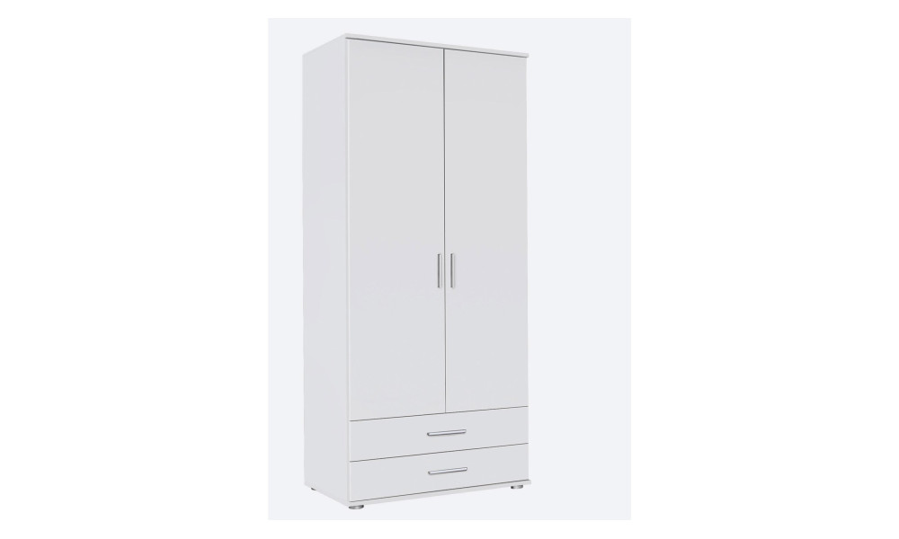 MENTON - Armoire 2 portes 2 tiroirs Blanc 