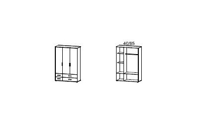 MENTON - Armoire 3 portes 4 tiroirs 1/3 lingère 2/3 penderie 