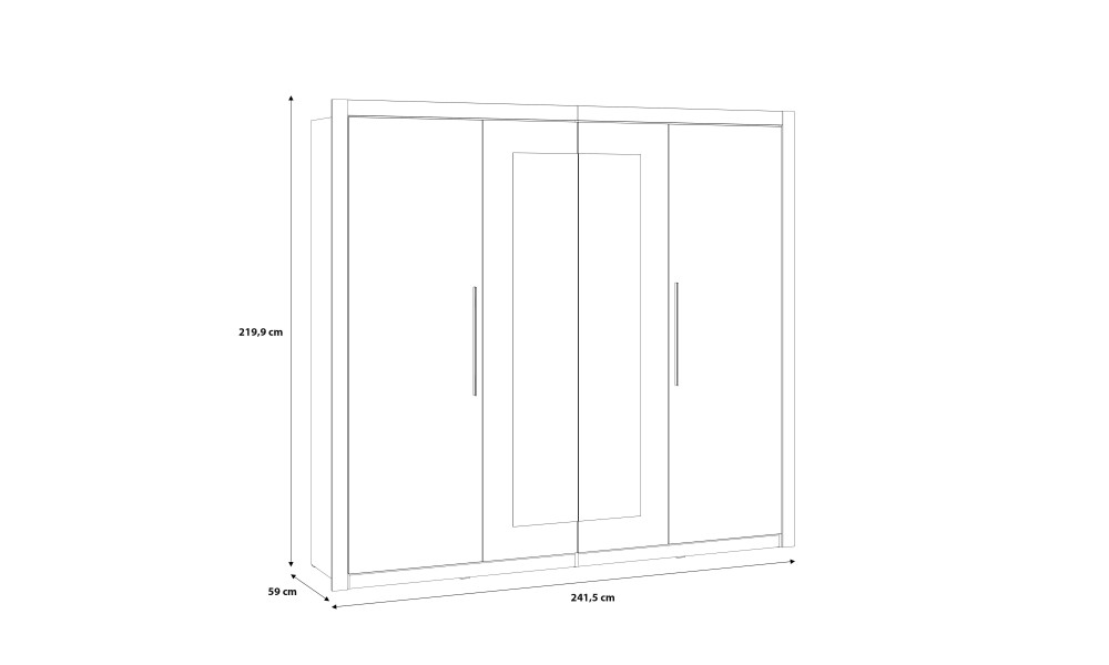 JULIETTA - Armoire 2 portes avec miroirs 1/2 penderie 1/2 lingère 