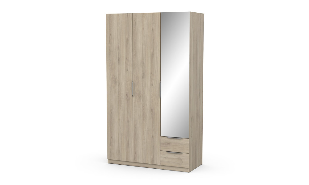 BOSTER - Armoire 3 portes 2 tiroirs 1 miroir 