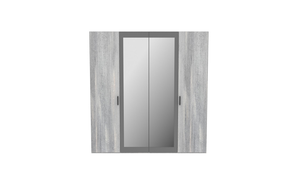 LEONARD - Armoire 4 portes dont 2 miroirs 