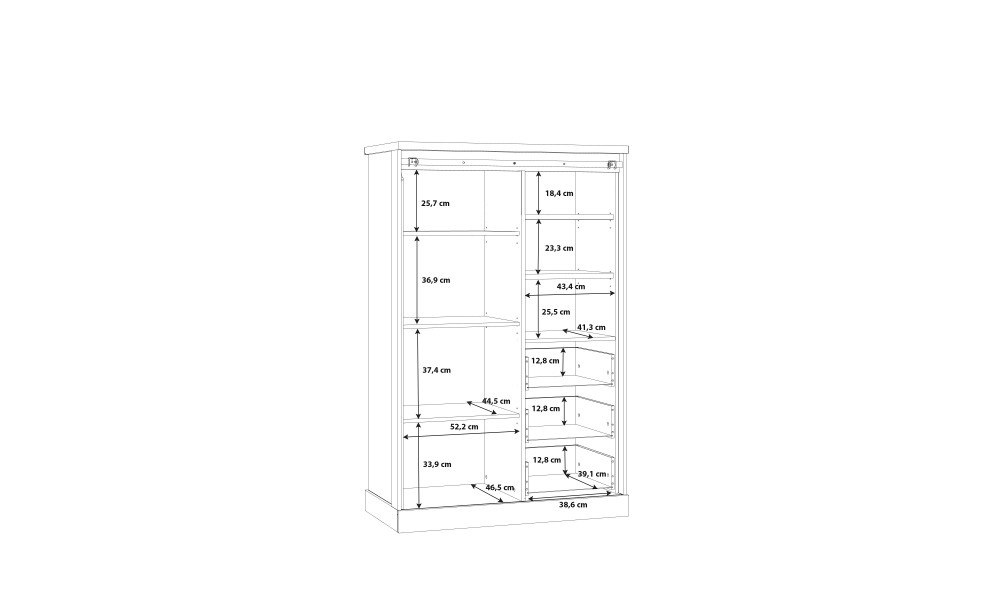 PHOEBUS - Bahut haut 1 porte coulissante 3 tiroirs 3 niches 