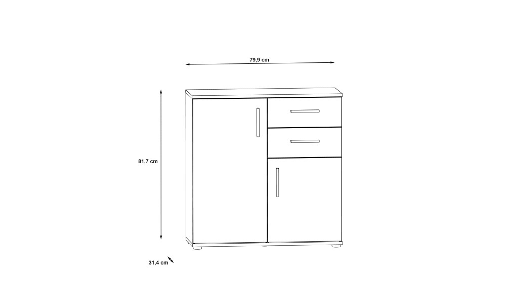 KOALA - Meuble d'appoint 2 portes 2 tiroirs 