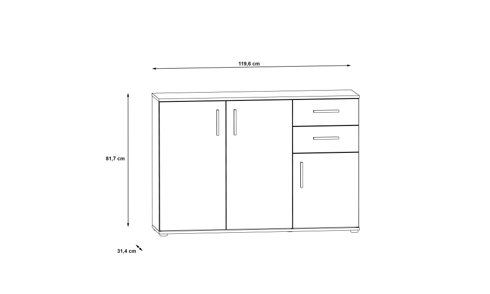 KOALA - Meuble d'appoint 3 portes 2 tiroirs 