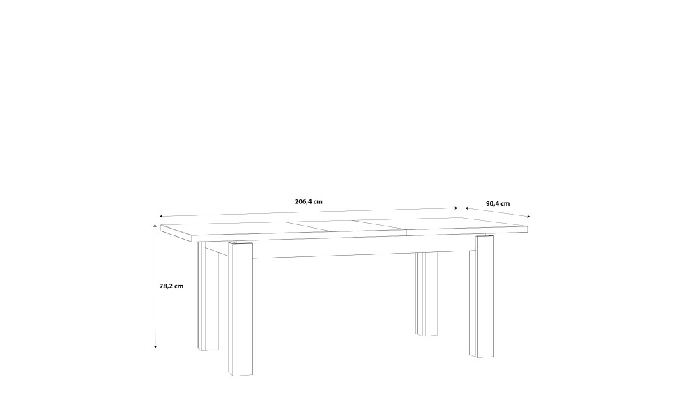 PHOEBUS - Table de séjour rectangulaire 1 allonge de 46 