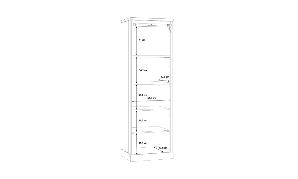 PHOEBUS - Vitrine haute 1 porte vitrée 4 étagères 