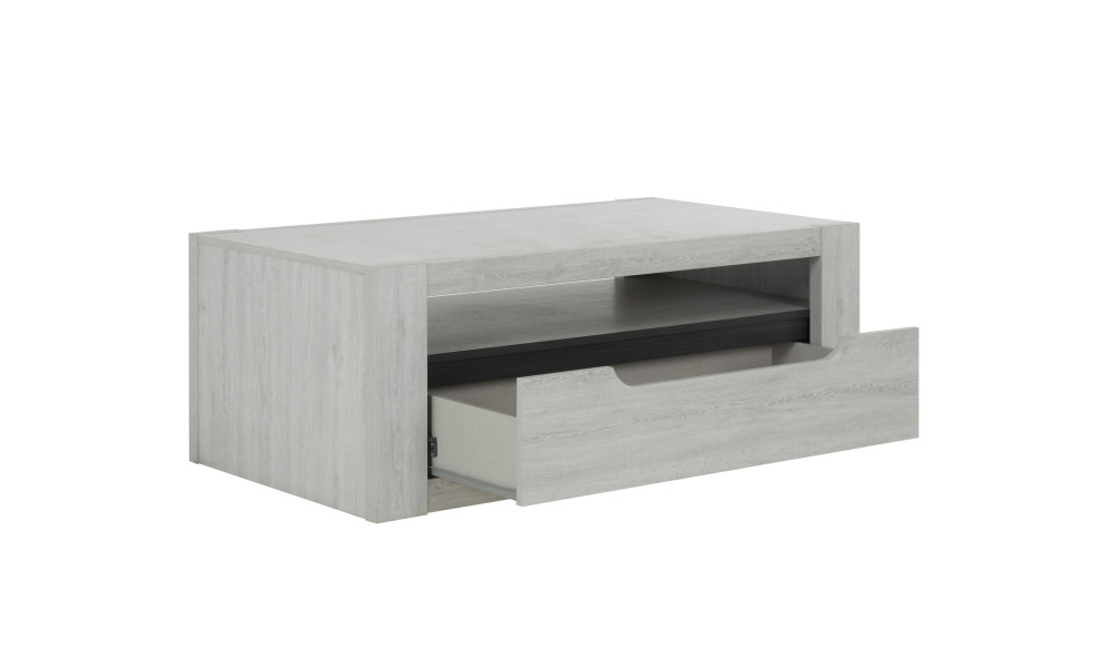 ALIKANTE - Table basse rectangulaire 1 tiroir 1 tablette 2 niches 