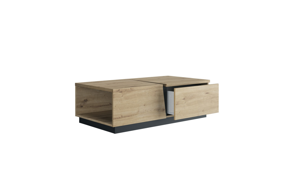 TITAN - Table basse rectangulaire 1 niche 1 tiroir 