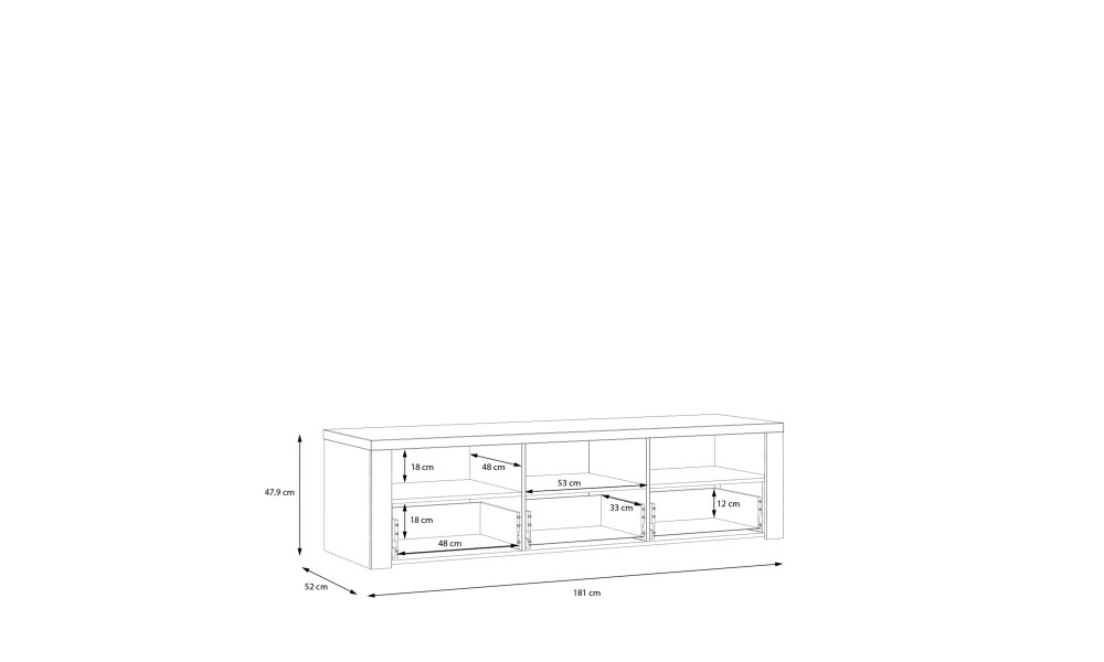 PORTLAND - Meuble TV-Hifi 3 tiroirs 3 niches 