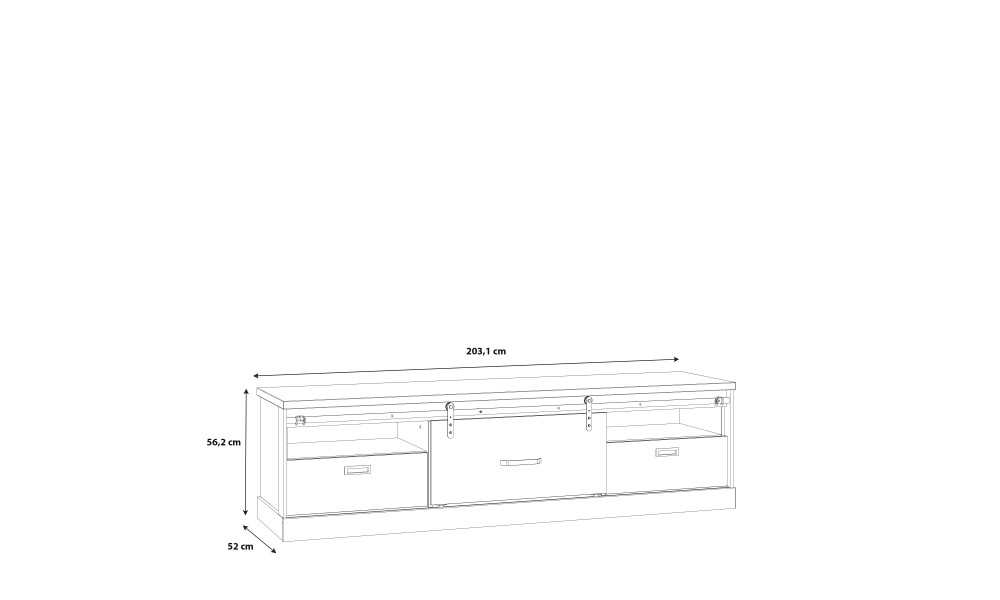 PHOEBUS - Meuble TV-Hifi 1 porte coulissante 2 tiroirs 2 niches 