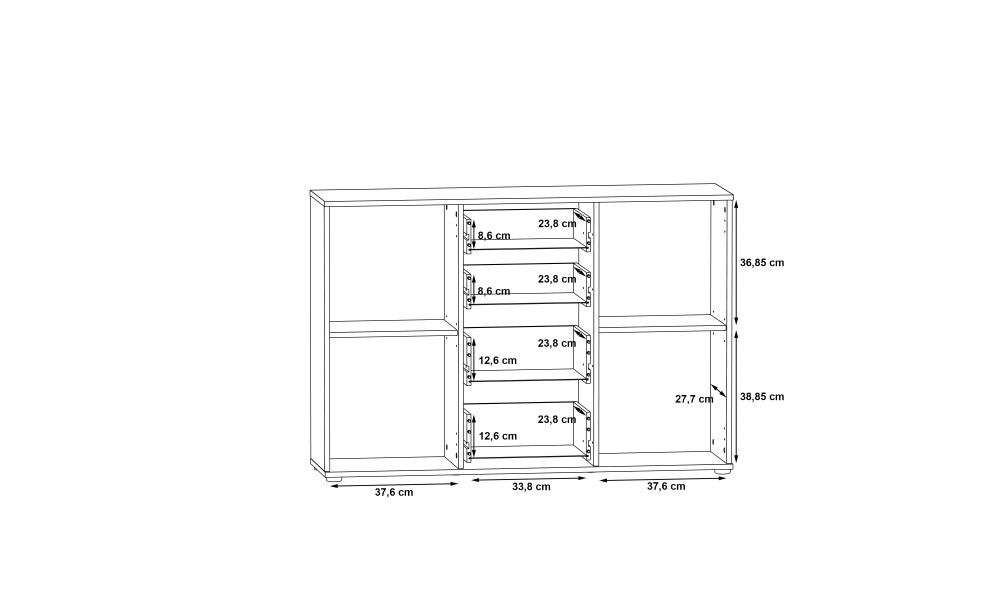 KOALA - Meuble d'appoint 2 portes 4 tiroirs 