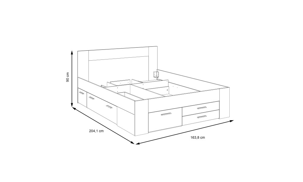 UDINE - Lit pour couchage 160x200 (sans matelas) 