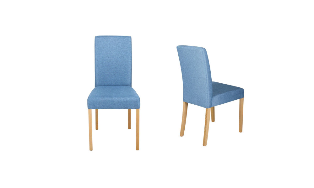 LANA - Chaise de séjour Naturel Bleu lot de 2 