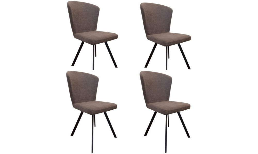 BOGRA - Lot de 4 Chaises de séjour marron 