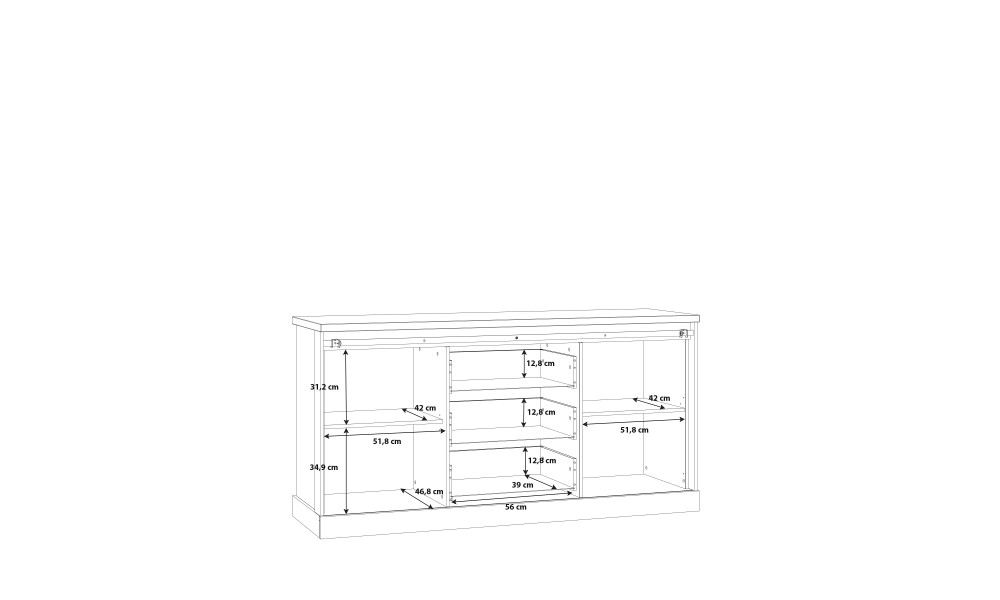 PHOEBUS - Buffet 2 portes coulissantes 3 tiroirs 