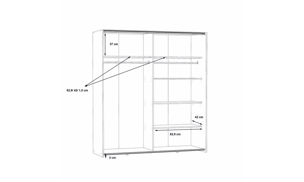 KATIA - Armoire de rangement 2 portes coulissantes dont 1 miroir 