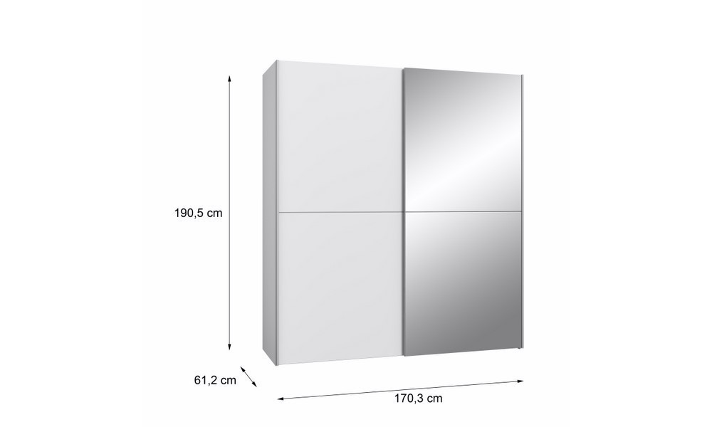 KATIA - Armoire de rangement 2 portes coulissantes dont 1 miroir 