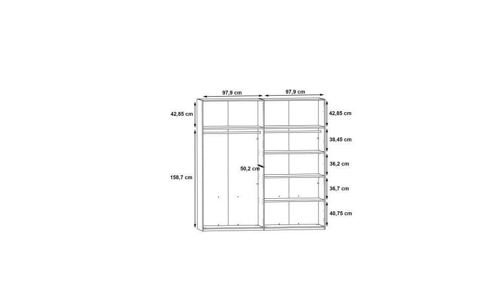 LEONARD - Armoire 4 portes dont 2 miroirs 