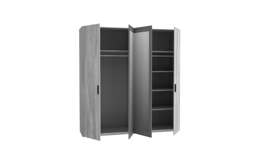 LEONARD - Armoire 4 portes dont 2 miroirs 