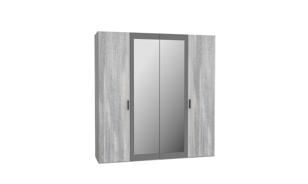 LEONARD - Armoire 4 portes dont 2 miroirs 