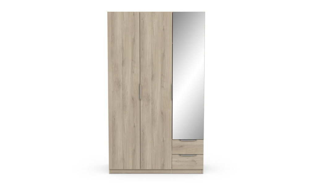 BOSTER - Armoire 3 portes 2 tiroirs 1 miroir 