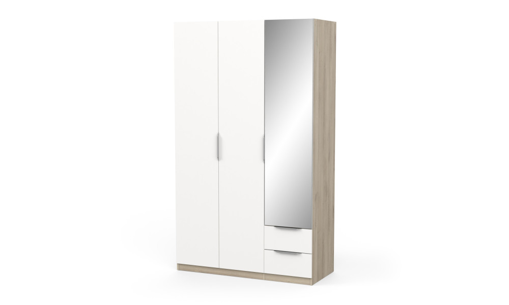 BOSTER - Armoire 3 portes 2 tiroirs 1 miroir 