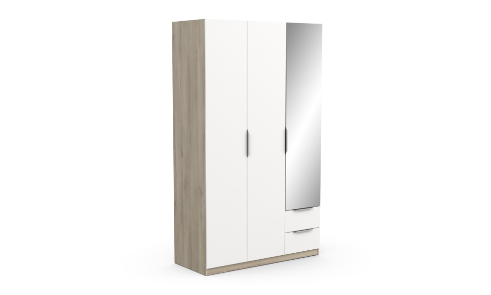 BOSTER - Armoire 3 portes 2 tiroirs 1 miroir 