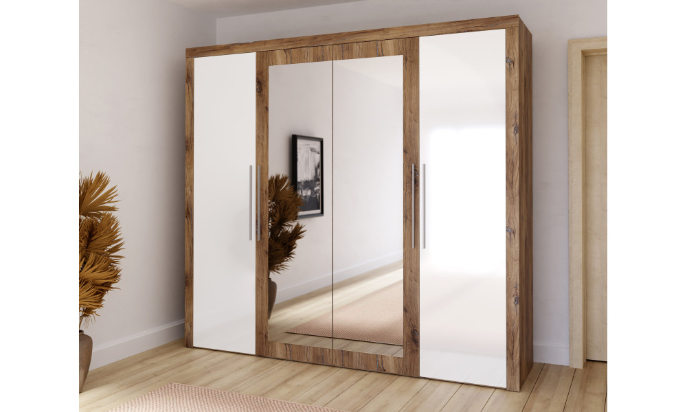 JULIETTA - Armoire 2 portes avec miroirs 1/2 penderie 1/2 lingère 