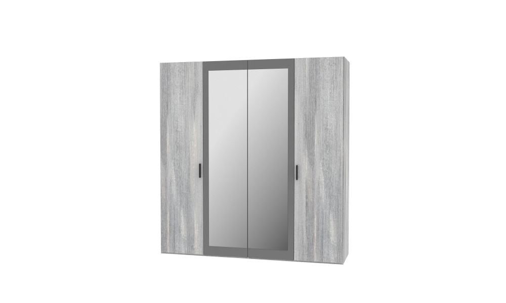 LEONARD - Armoire 4 portes dont 2 miroirs 