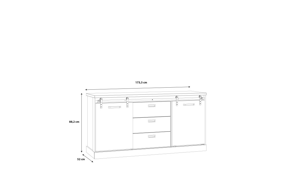 PHOEBUS - Buffet 2 portes coulissantes 3 tiroirs 